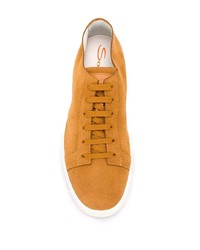 rotbraune Wildleder niedrige Sneakers von Santoni