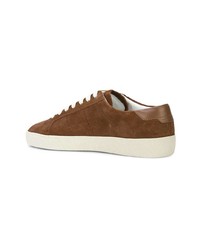 rotbraune Wildleder niedrige Sneakers von Saint Laurent