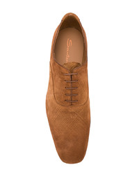 rotbraune Wildleder Oxford Schuhe von Santoni