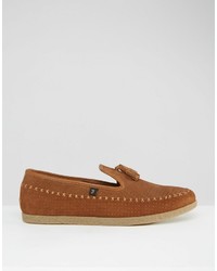 rotbraune Wildleder Slipper mit Quasten von Farah