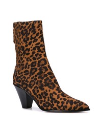 rotbraune Wildleder Stiefeletten mit Leopardenmuster von Aquazzura