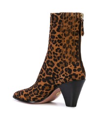 rotbraune Wildleder Stiefeletten mit Leopardenmuster von Aquazzura