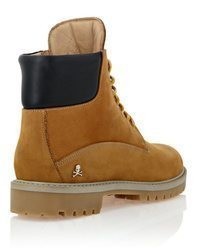 rotbraune Wildlederarbeitsstiefel von Philipp Plein