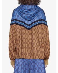 rotbrauner bedruckter Pullover mit einer Kapuze von Gucci