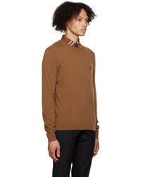 rotbrauner bestickter Pullover mit einem Rundhalsausschnitt von Burberry