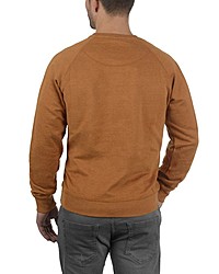 rotbrauner Fleece-Pullover mit einem Rundhalsausschnitt von BLEND