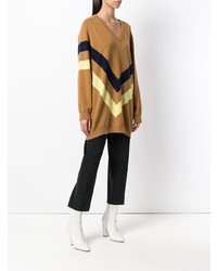 rotbrauner horizontal gestreifter Oversize Pullover von Erika Cavallini