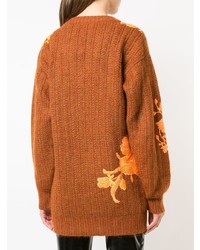 rotbrauner Oversize Pullover mit Blumenmuster von Christopher Kane