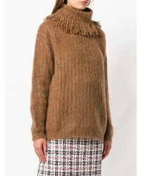 rotbrauner Strick Oversize Pullover von Miu Miu