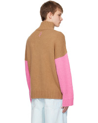 rotbrauner Strick Rollkragenpullover von JW Anderson