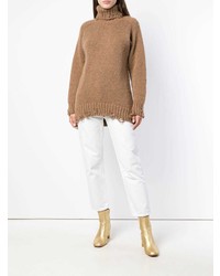 rotbrauner Strick Rollkragenpullover von Maison Flaneur