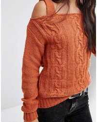 rotbrauner Strick Strickpullover von Boohoo