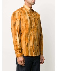 rotbraunes bedrucktes Langarmhemd von Gitman Vintage
