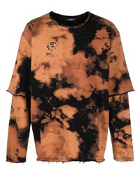 rotbraunes bedrucktes T-Shirt mit einem Rundhalsausschnitt von Balmain