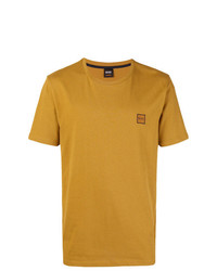 rotbraunes bedrucktes T-Shirt mit einem Rundhalsausschnitt von BOSS HUGO BOSS