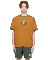 rotbraunes bedrucktes T-Shirt mit einem Rundhalsausschnitt von Brain Dead