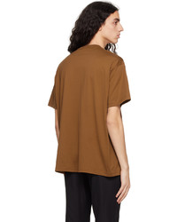 rotbraunes bedrucktes T-Shirt mit einem Rundhalsausschnitt von Burberry