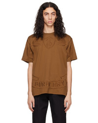 rotbraunes bedrucktes T-Shirt mit einem Rundhalsausschnitt von Burberry