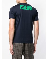 rotbraunes bedrucktes T-Shirt mit einem Rundhalsausschnitt von Fendi