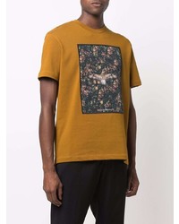 rotbraunes bedrucktes T-Shirt mit einem Rundhalsausschnitt von Emporio Armani