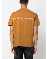 rotbraunes bedrucktes T-Shirt mit einem Rundhalsausschnitt von Ih Nom Uh Nit