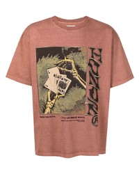 rotbraunes bedrucktes T-Shirt mit einem Rundhalsausschnitt von HONOR THE GIFT