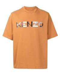rotbraunes bedrucktes T-Shirt mit einem Rundhalsausschnitt von Kenzo