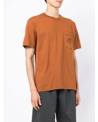 rotbraunes bedrucktes T-Shirt mit einem Rundhalsausschnitt von Norse Projects