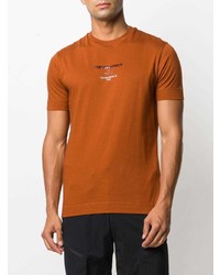 rotbraunes bedrucktes T-Shirt mit einem Rundhalsausschnitt von Emporio Armani