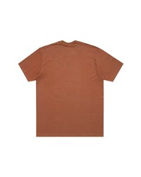 rotbraunes bedrucktes T-Shirt mit einem Rundhalsausschnitt von Supreme