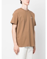 rotbraunes besticktes T-Shirt mit einem Rundhalsausschnitt von Carhartt WIP