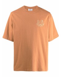 rotbraunes besticktes T-Shirt mit einem Rundhalsausschnitt von Kenzo