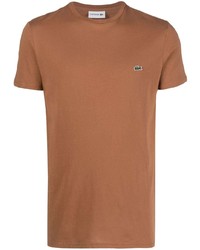 rotbraunes besticktes T-Shirt mit einem Rundhalsausschnitt von Lacoste