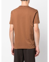 rotbraunes besticktes T-Shirt mit einem Rundhalsausschnitt von Zegna