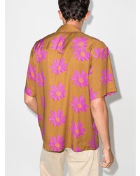 rotbraunes Kurzarmhemd mit Blumenmuster von Jacquemus