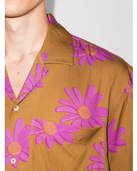 rotbraunes Kurzarmhemd mit Blumenmuster von Jacquemus