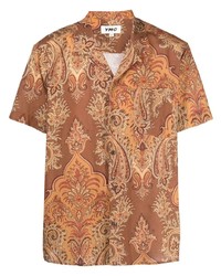 rotbraunes Kurzarmhemd mit Paisley-Muster von YMC