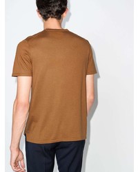 rotbraunes Seide T-Shirt mit einem Rundhalsausschnitt von Tom Ford