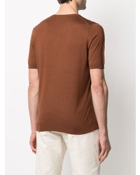rotbraunes Strick Seide T-Shirt mit einem Rundhalsausschnitt von Tagliatore