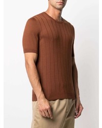rotbraunes Strick T-Shirt mit einem Rundhalsausschnitt von Tagliatore