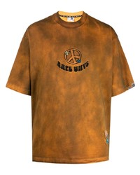 rotbraunes Mit Batikmuster T-Shirt mit einem Rundhalsausschnitt von AAPE BY A BATHING APE