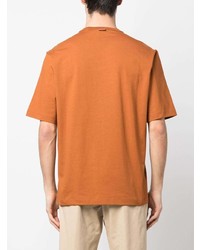 rotbraunes T-Shirt mit einem Rundhalsausschnitt mit geometrischem Muster von Zegna