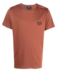 rotbraunes T-Shirt mit einem Rundhalsausschnitt von A.P.C.