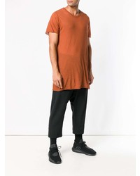 rotbraunes T-Shirt mit einem Rundhalsausschnitt von Rick Owens