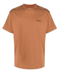 rotbraunes T-Shirt mit einem Rundhalsausschnitt von Carhartt WIP