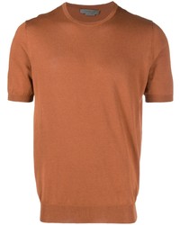 rotbraunes T-Shirt mit einem Rundhalsausschnitt von Corneliani