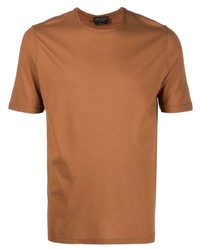 rotbraunes T-Shirt mit einem Rundhalsausschnitt von Dell'oglio