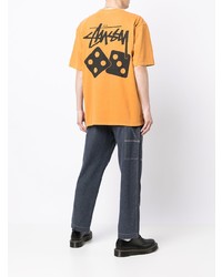 rotbraunes T-Shirt mit einem Rundhalsausschnitt von Stussy