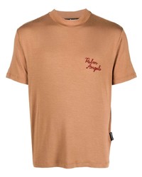 rotbraunes T-Shirt mit einem Rundhalsausschnitt von Palm Angels
