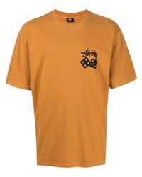 rotbraunes T-Shirt mit einem Rundhalsausschnitt von Stussy